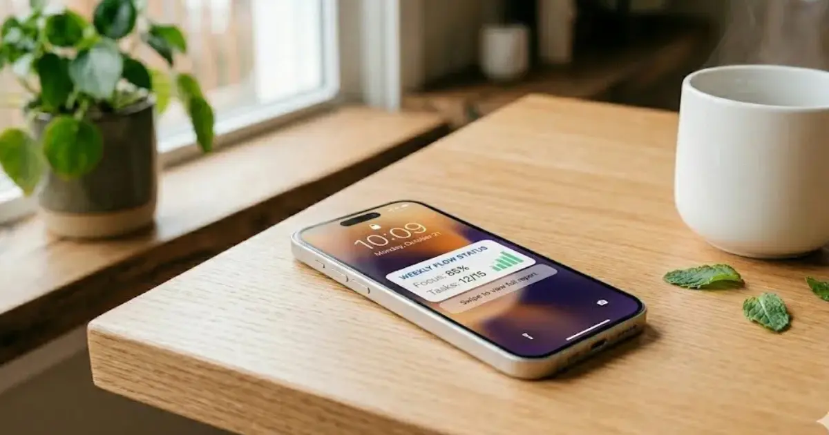 Osoba drži iPhone 15 pored prozora — svakodnevna upotreba