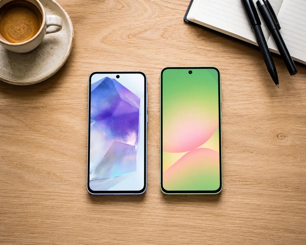 Samsung Galaxy A55 vs A56 prednja strana ekrana poređenje dizajna