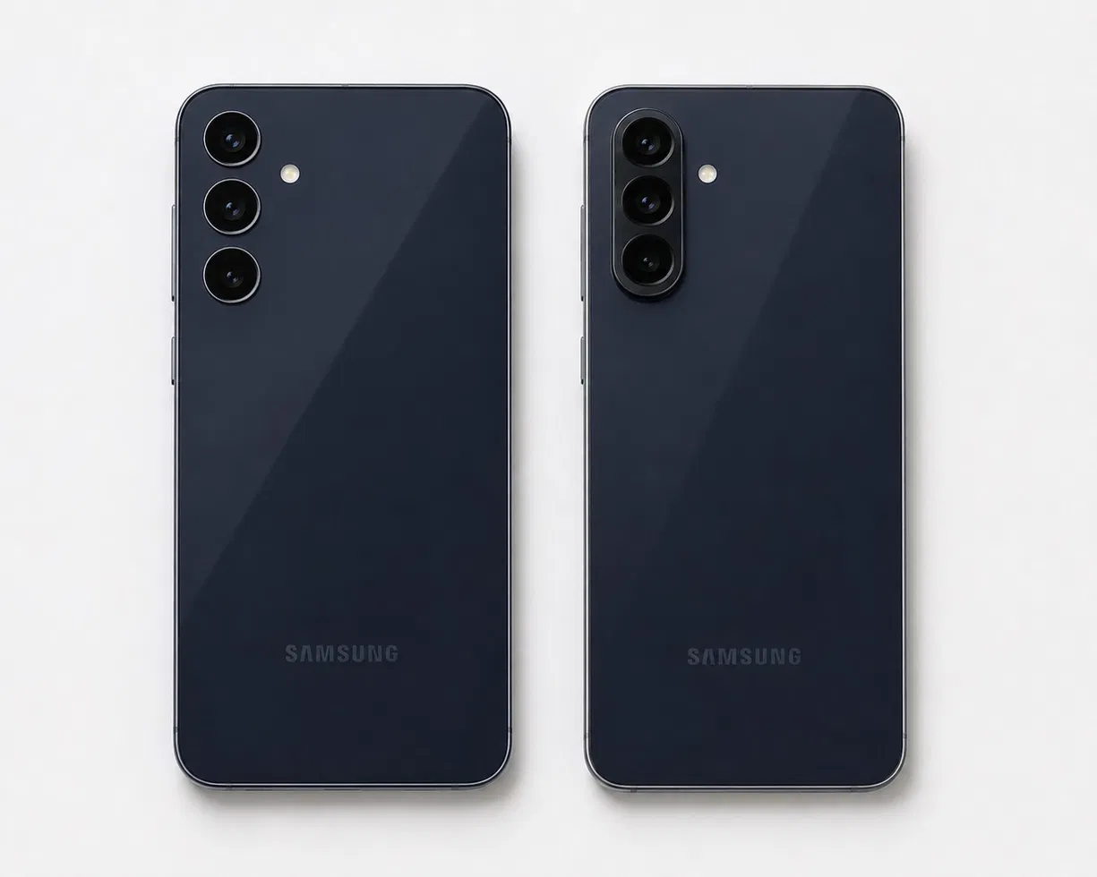 Samsung Galaxy A55 vs A56 poređenje na stolu pored laptopa i kafe