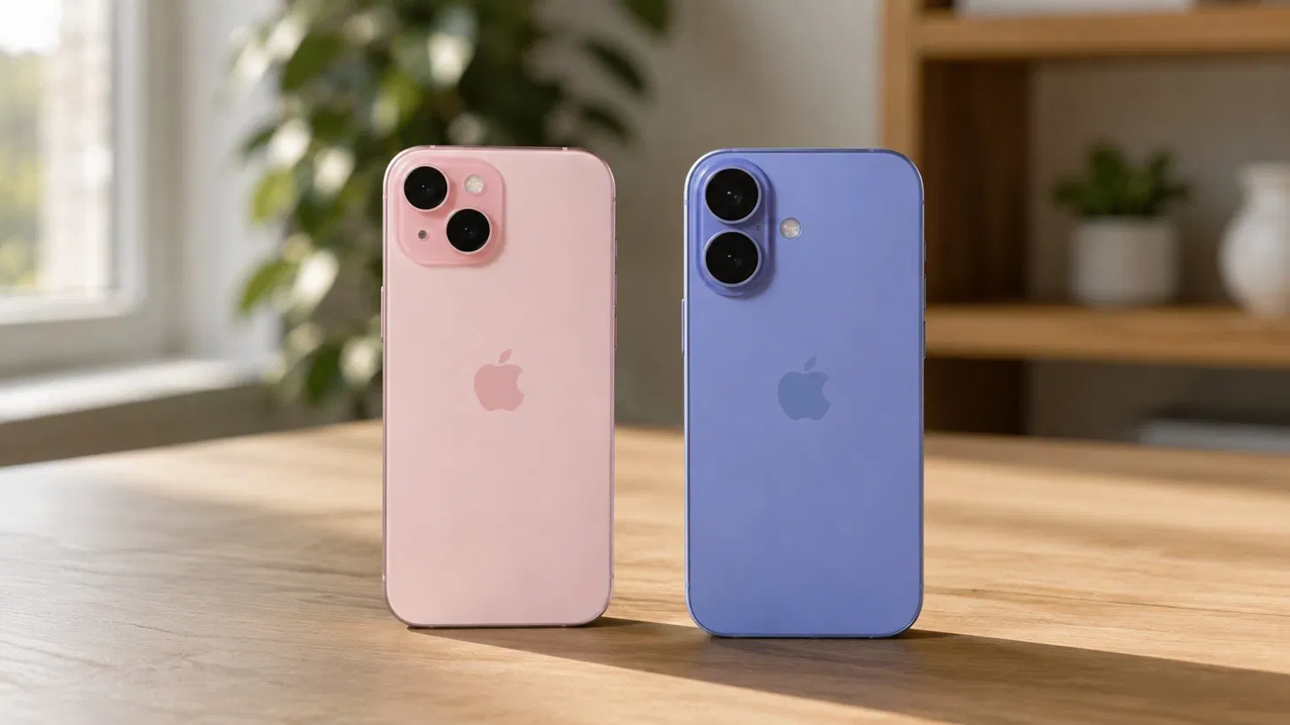 iPhone 15 vs iPhone 16 poređenje oba modela na stolu