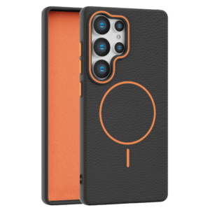 Leather Grip MagSafe maska za Samsung Galaxy S24 Ultra - Crna