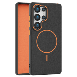 Leather Grip MagSafe maska za Samsung Galaxy S25 Ultra - Crna
