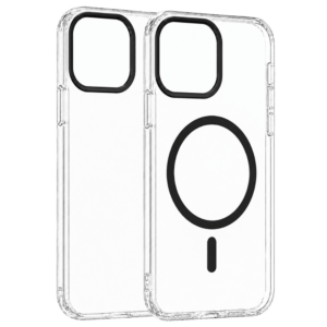 Transparent Color Ring MagSafe maska za iPhone 15 Pro Max – Crna