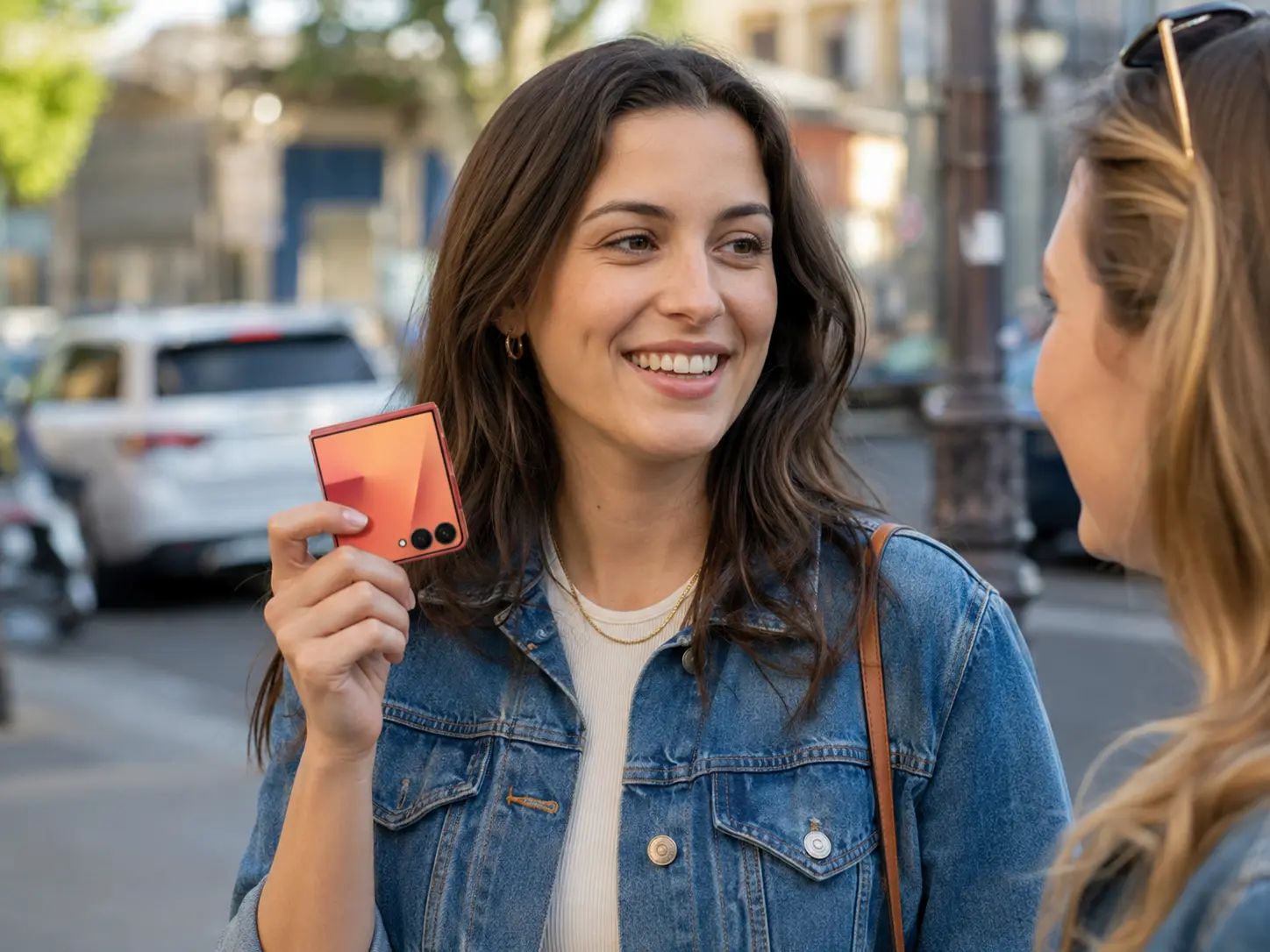 Samsung Galaxy Z Flip 7 u plavoj boji na stolu pored šolje kafe