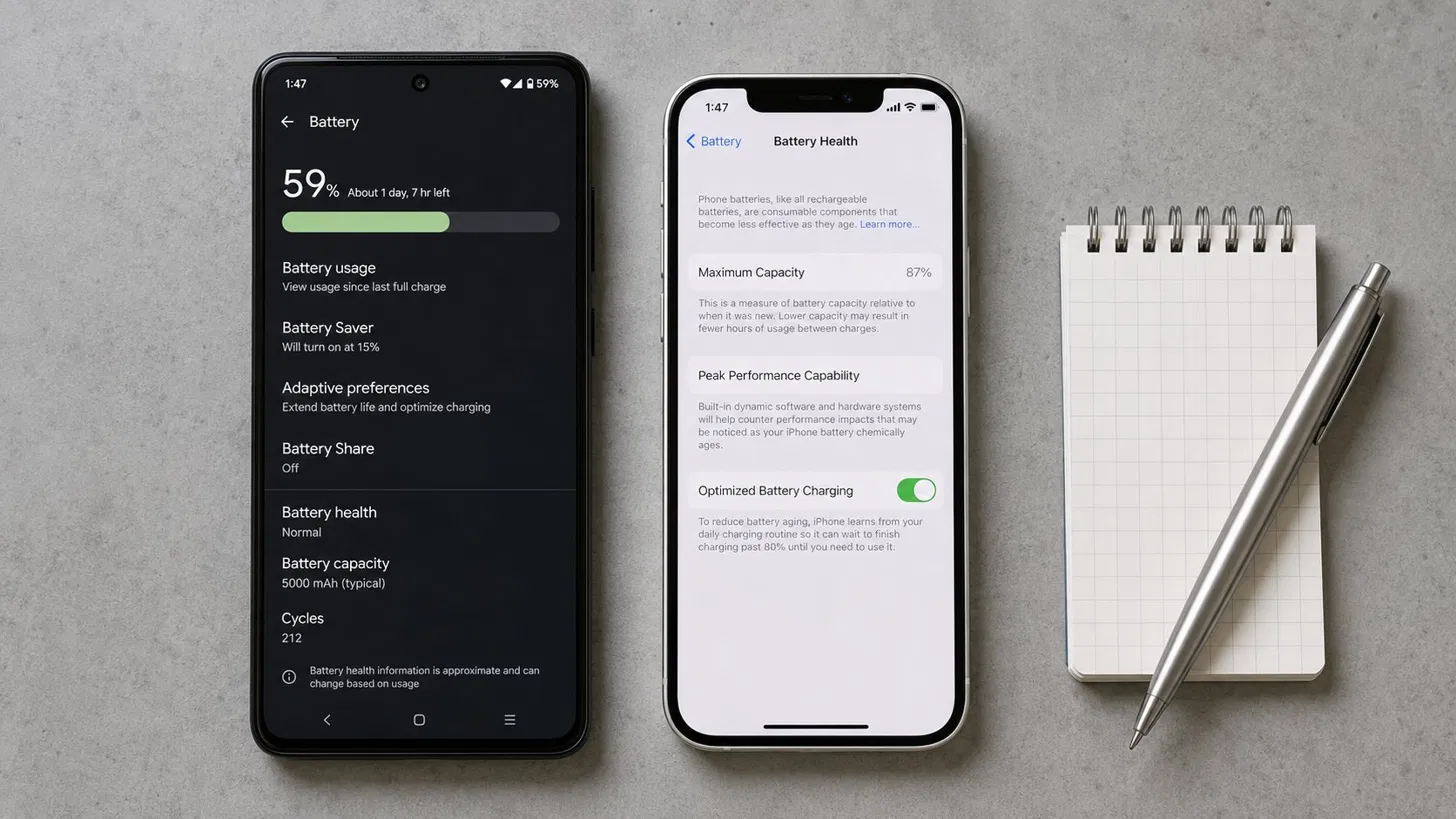 stanje baterije polovnog telefona Battery Health ekran 87 posto na iPhoneu