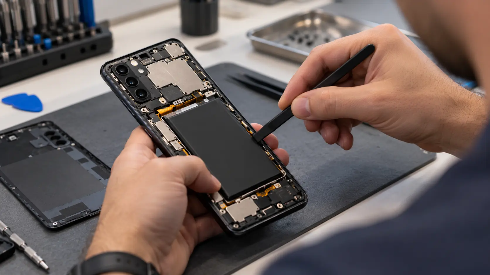 Provera baterije otvorenog Samsung telefona servisnim alatom